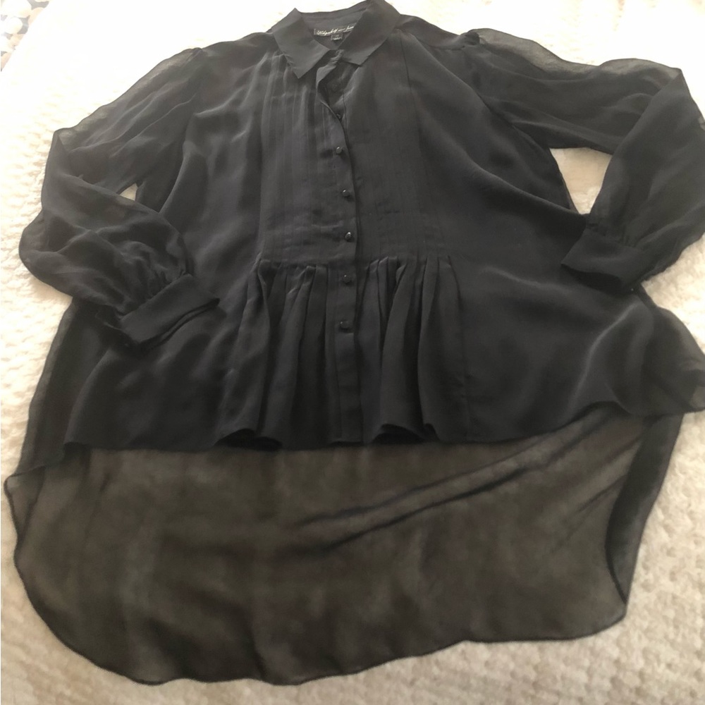 Elizabeth and James black silk blouse with longer flowing back size M